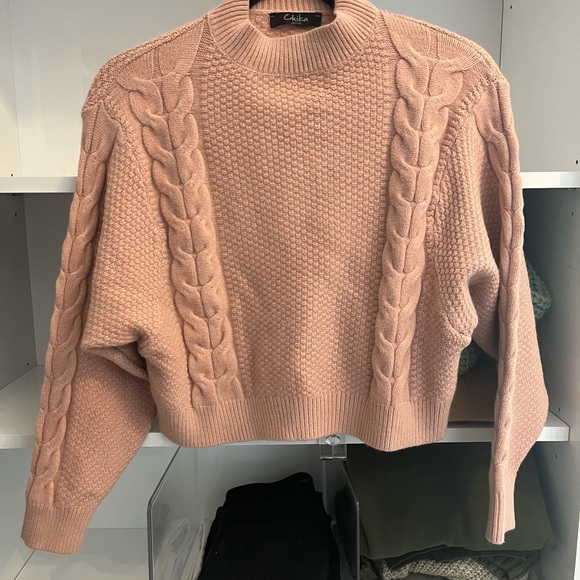 Pale Pink Soft Feel Cable Knit Sweater - Picture 3 of 4